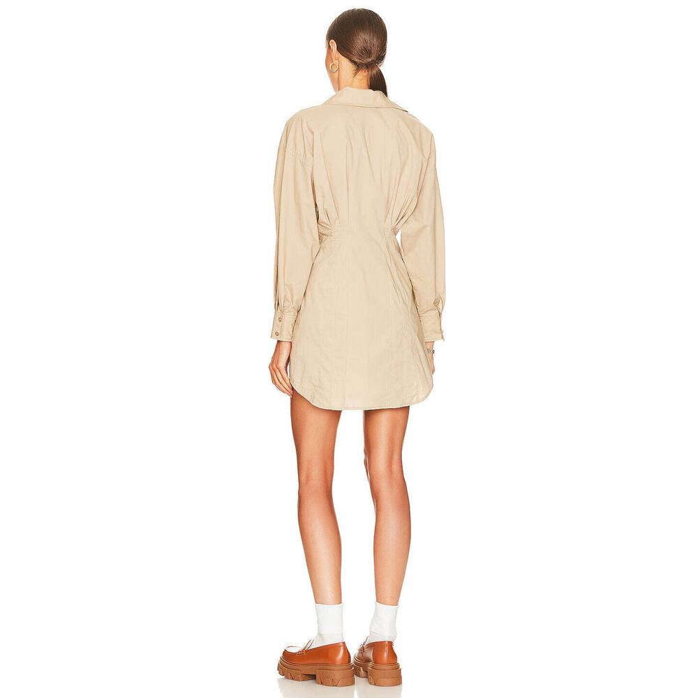 L'Academie x Revolve The Ismene Mini Dress Button Shirt Dress Khaki Tan Size XS - Picture 6 of 16